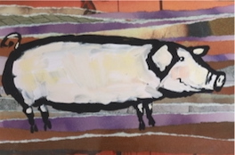 Jane Cope (contemporary), colour print, 'Pig', signed in pencil, 22 x 31cm